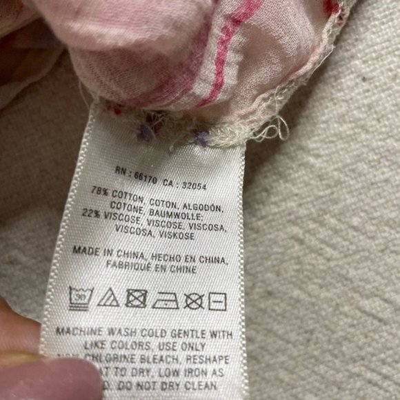 Anthropologie‎ Western Cream Pink Plaid Oversized Crop Button Down Shirt Top XS - Picture 5 of 5